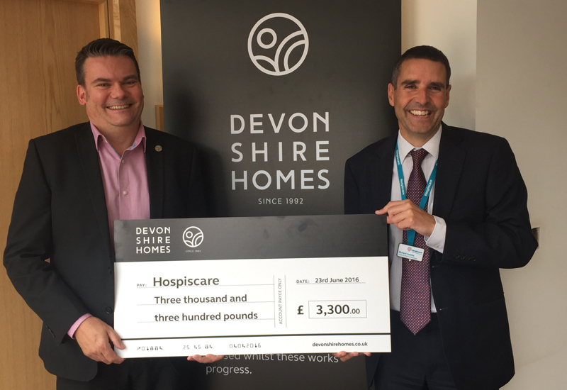 Devonshire Homes hands over £3,300 to Hospicare