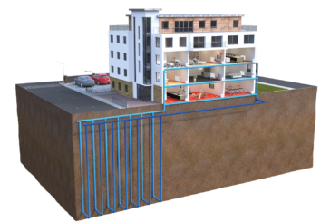 Ground source heat pump for flats